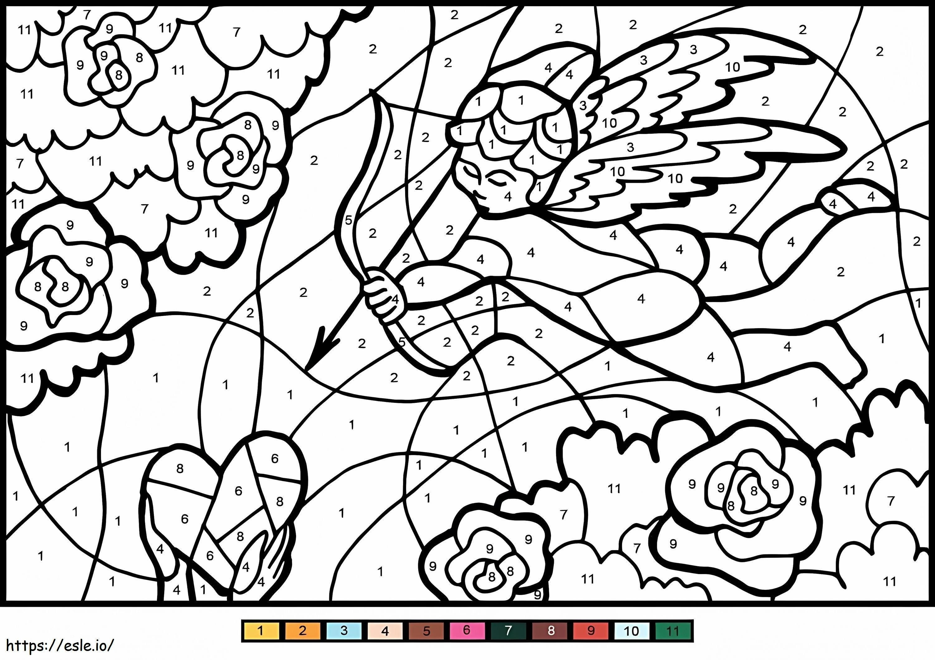 Colorear por números el ángel de Cupido para colorear