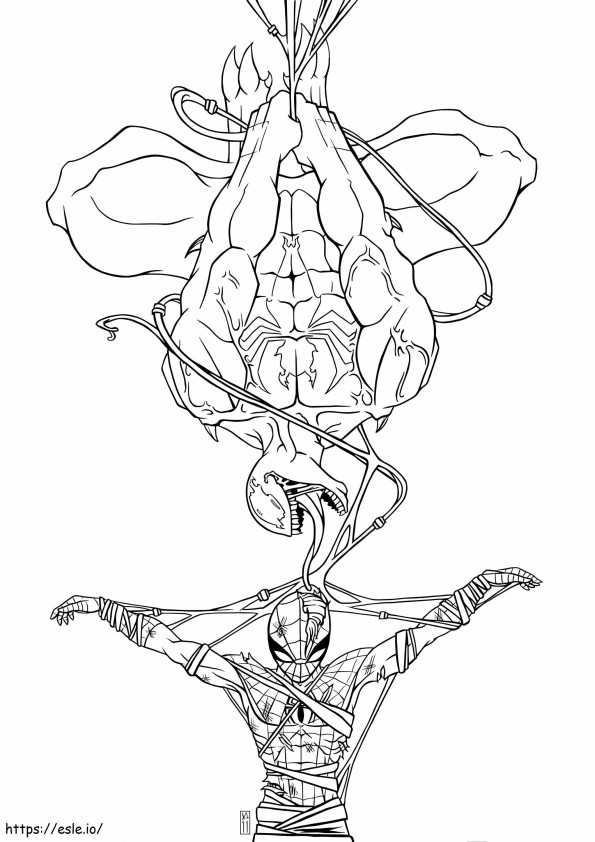 Venom Caught Spiderman coloring page
