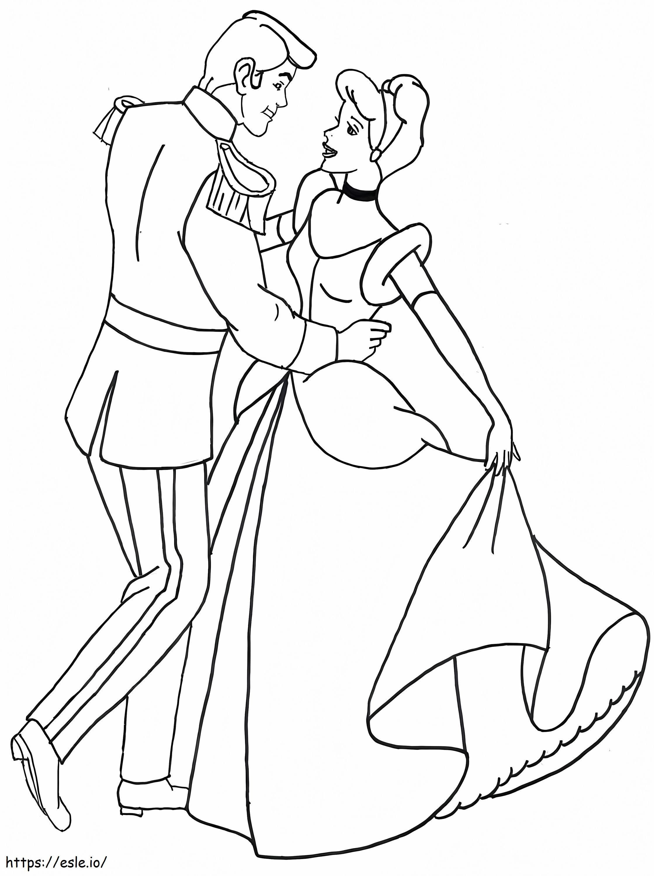 Cinderella Dancing coloring page