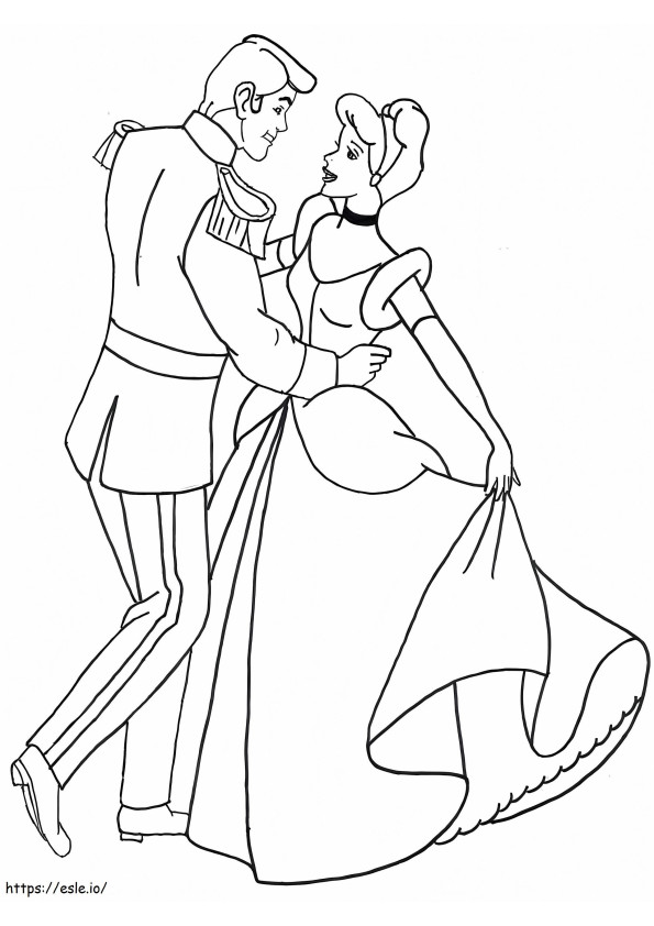 Cinderella Tanssii värityskuva