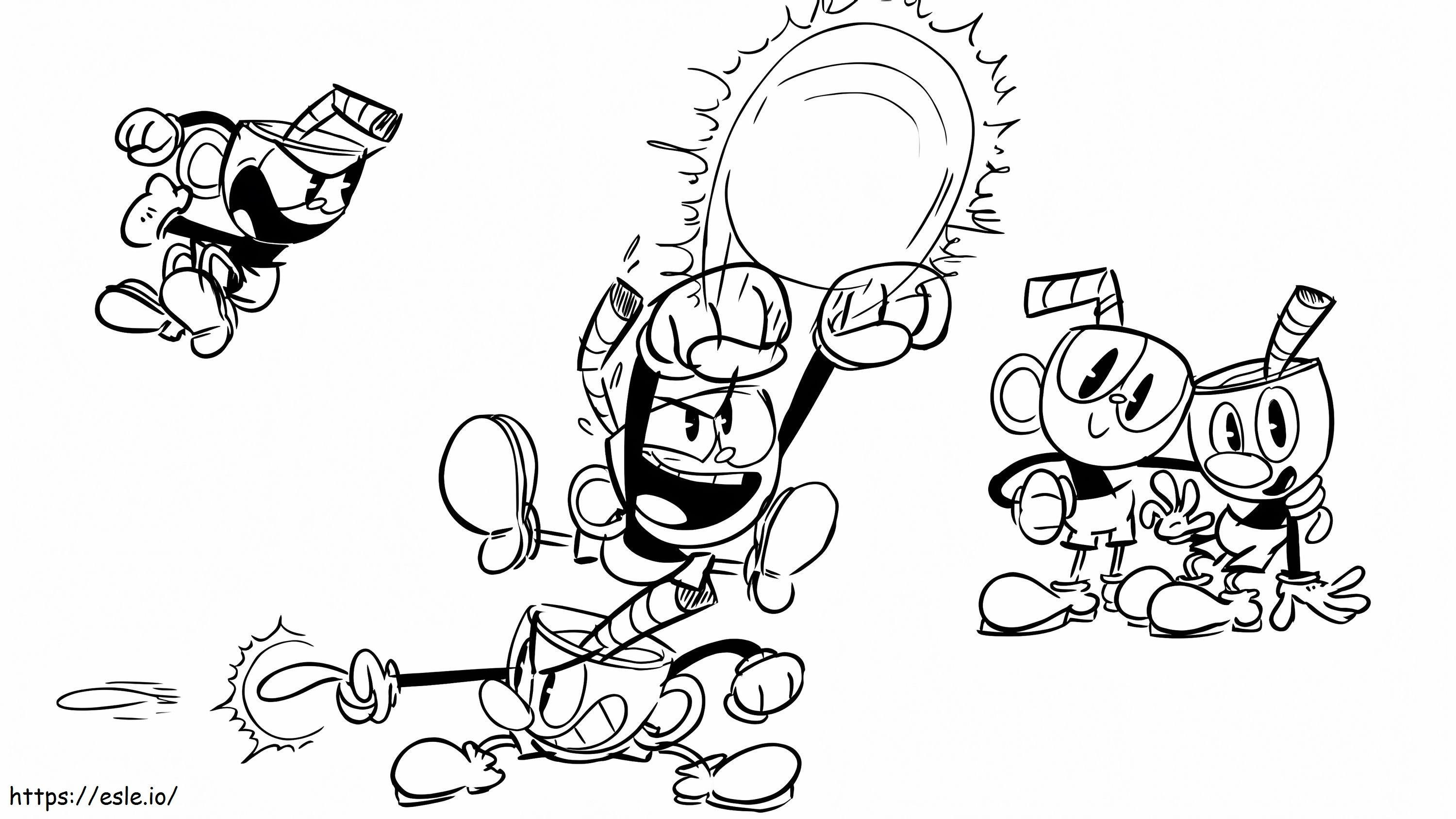 Cuphead Fighting coloring page