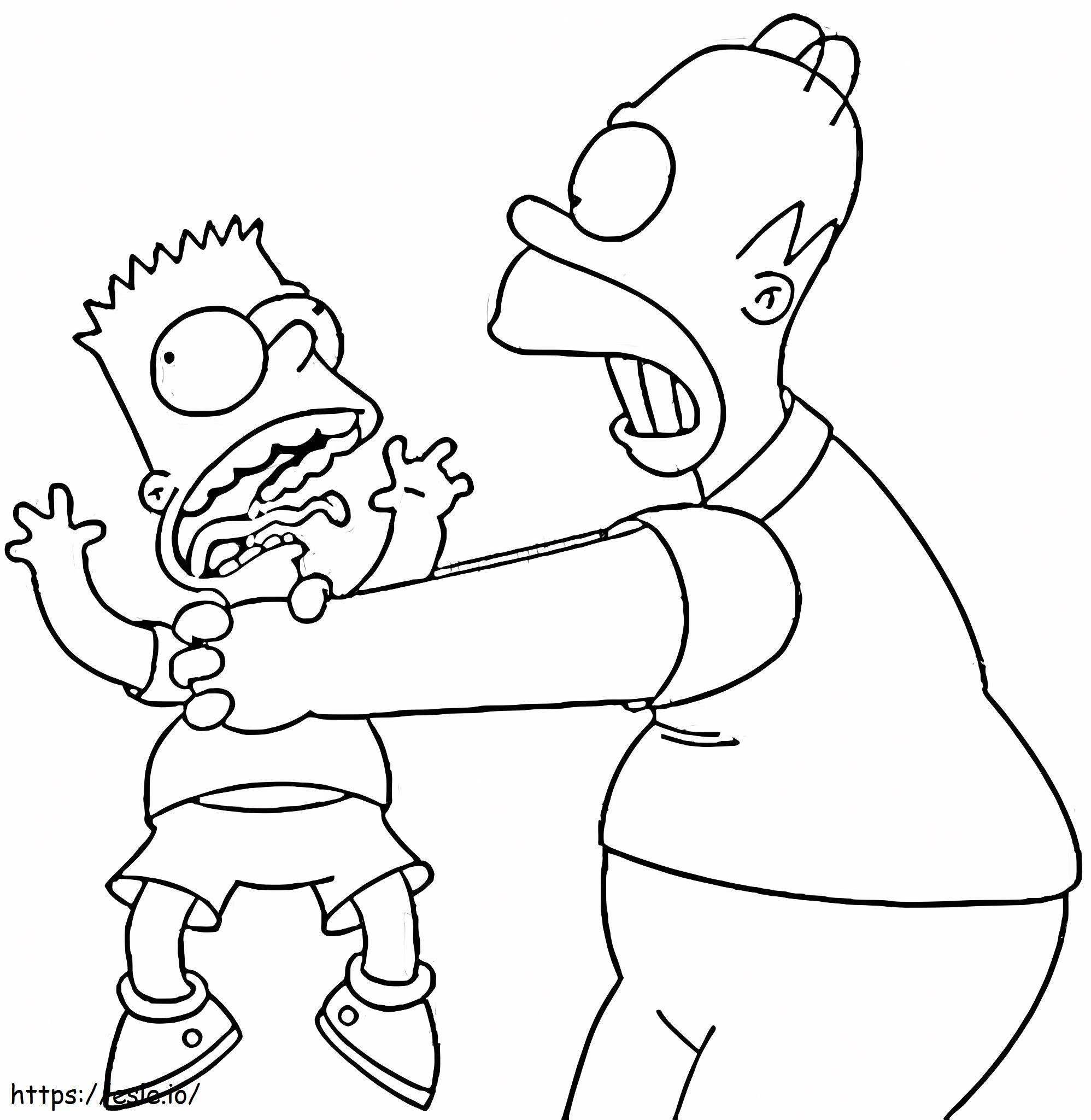 Coloriage Simpsons père et fils s'amusant à imprimer dessin
