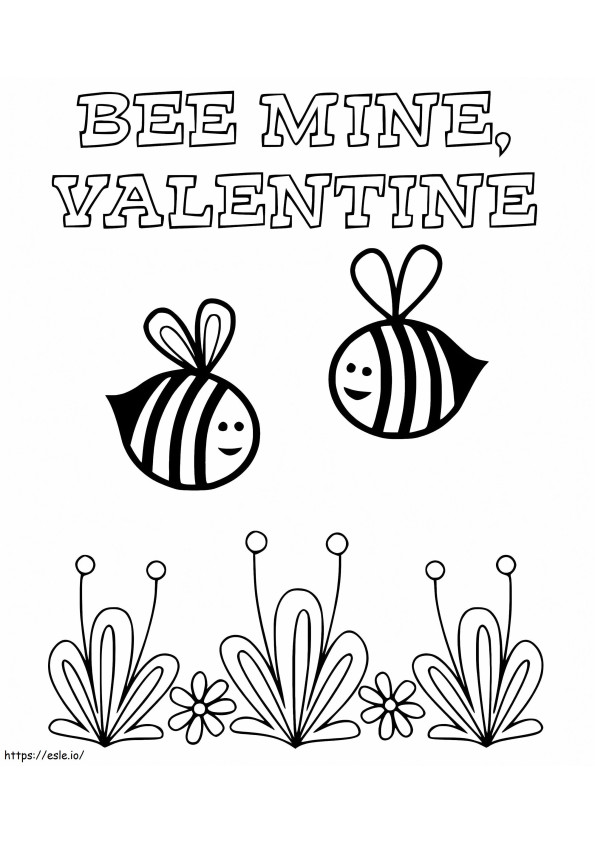 Printable Bee My Valentine coloring page