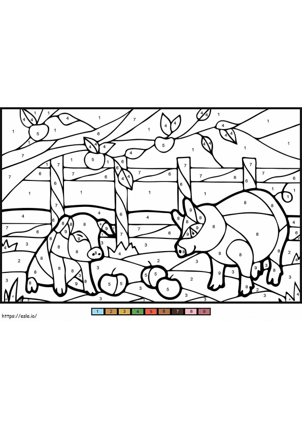 Pigs Color By Number coloring page