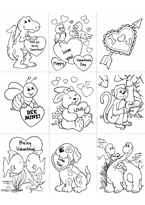 Cartões de Dia dos Namorados para impressão para colorir