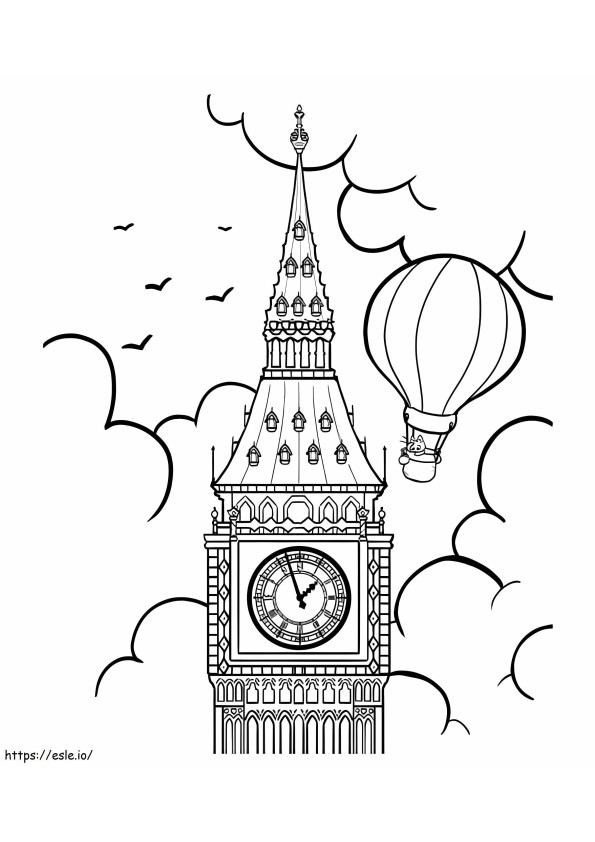 Coloriage Montgolfière et Big Ben à imprimer dessin