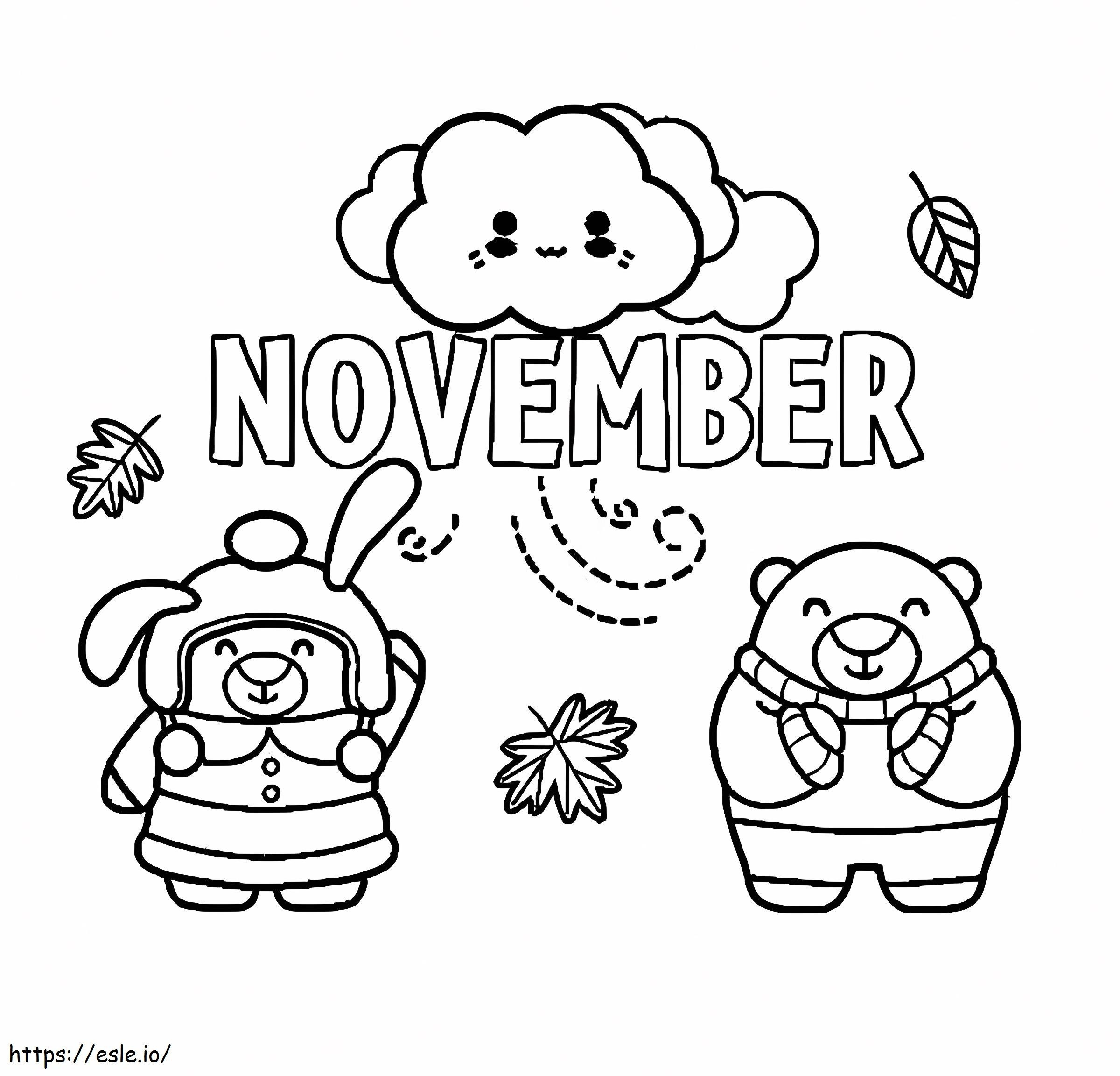 November Cartoon Animal coloring page