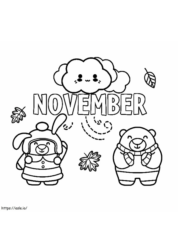 November tekenfilmdier kleurplaat