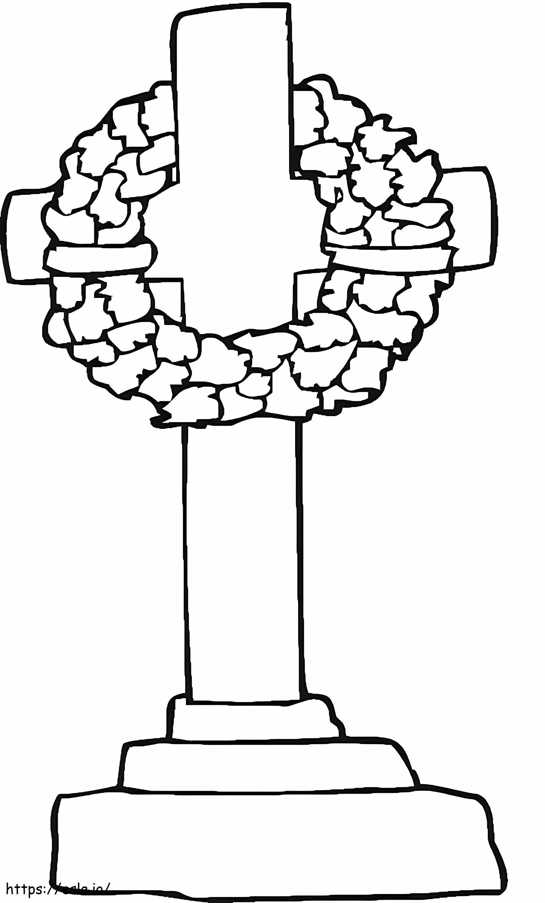 Drawing Cross With Flower coloring page