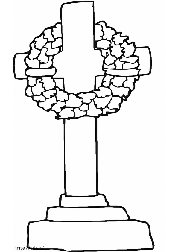 Drawing Cross With Flower coloring page