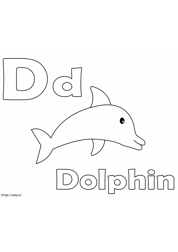 Letra del delfín D para colorear