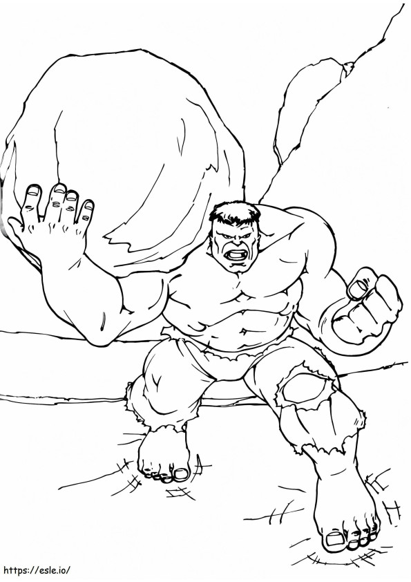 Coloriage 1534493296 Hulk tenant la roche A4 à imprimer dessin