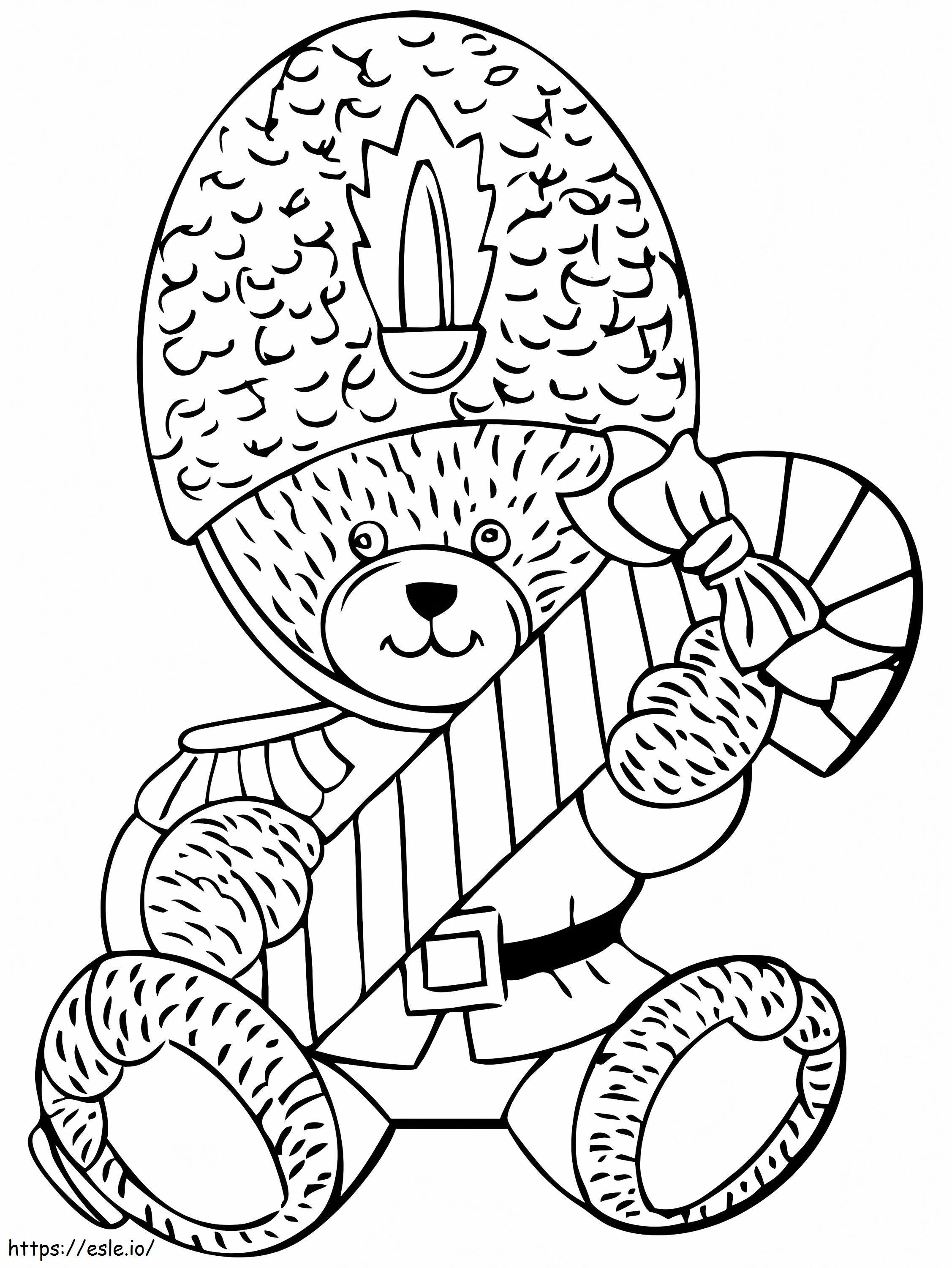 Teddy Bear With Candy Cane coloring page