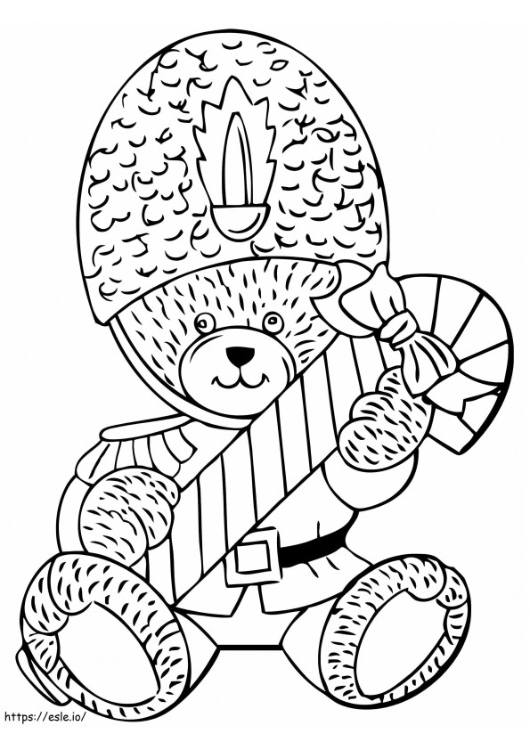 Coloriage Ours en peluche avec canne en bonbon à imprimer dessin