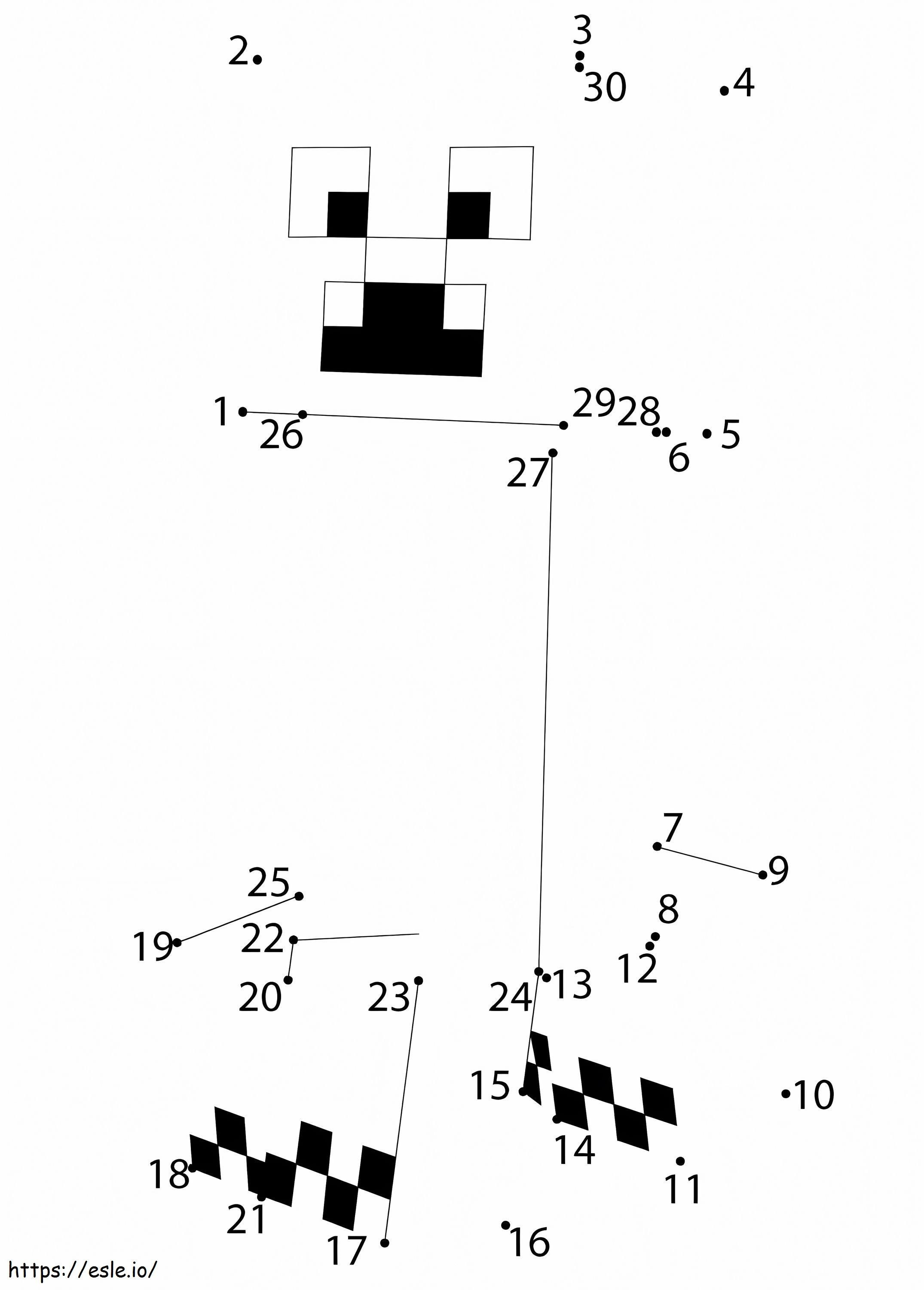 Coloriage Creeper Minecraft point à points à imprimer dessin