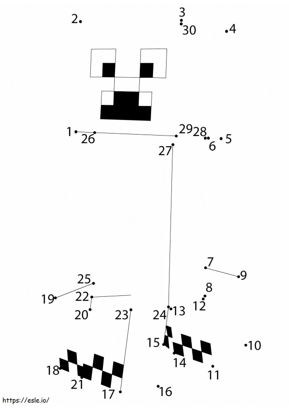 Coloriage Creeper Minecraft point à points à imprimer dessin