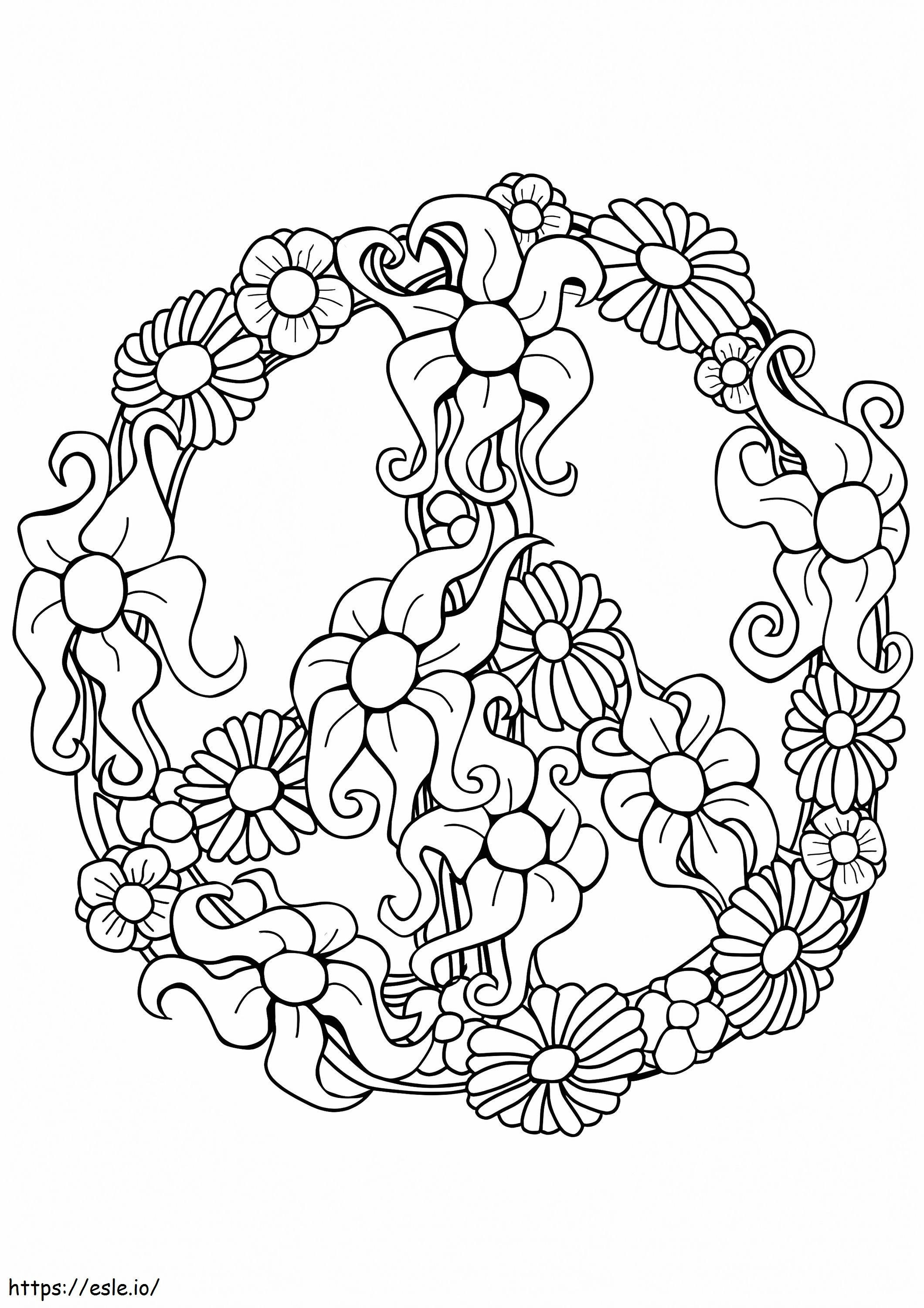 Coloriage Signe de paix de fleur à imprimer dessin