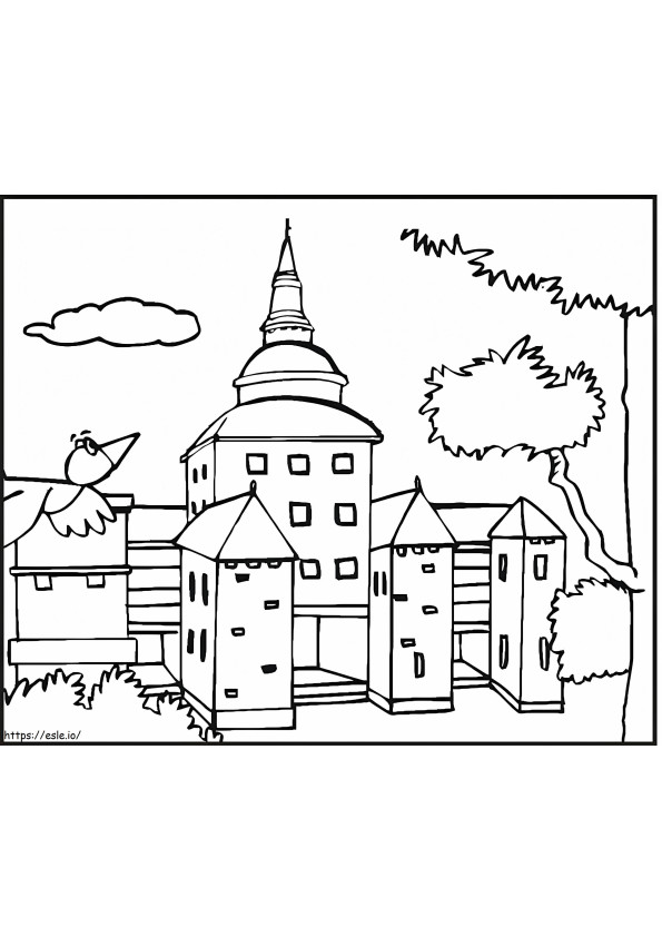 A Bird And Mansion coloring page