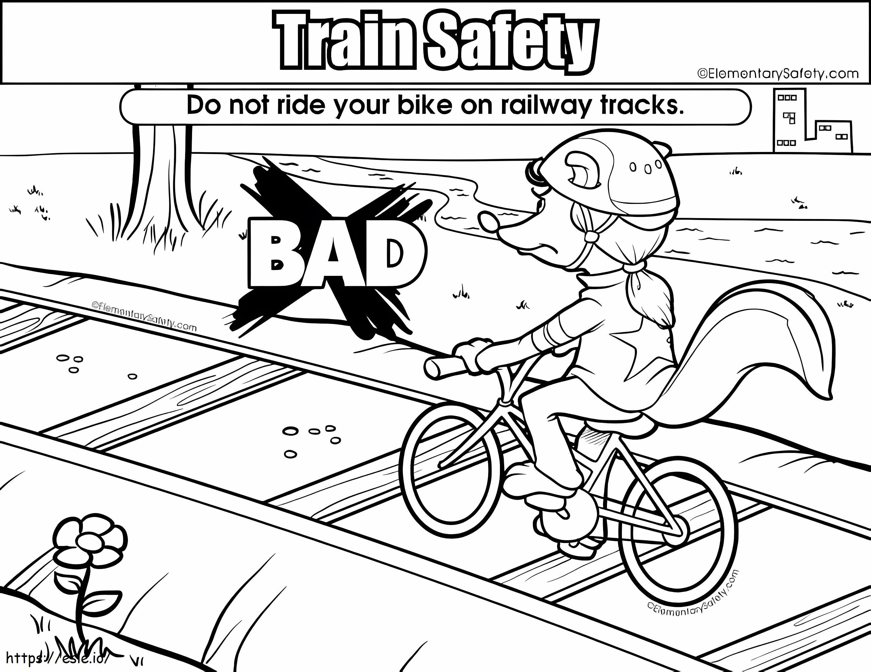 自転車鉄道の線路は禁止 ぬりえ - 塗り絵