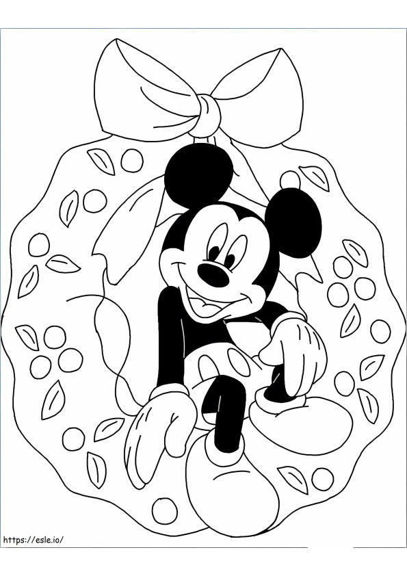 Mickey And Wreath coloring page