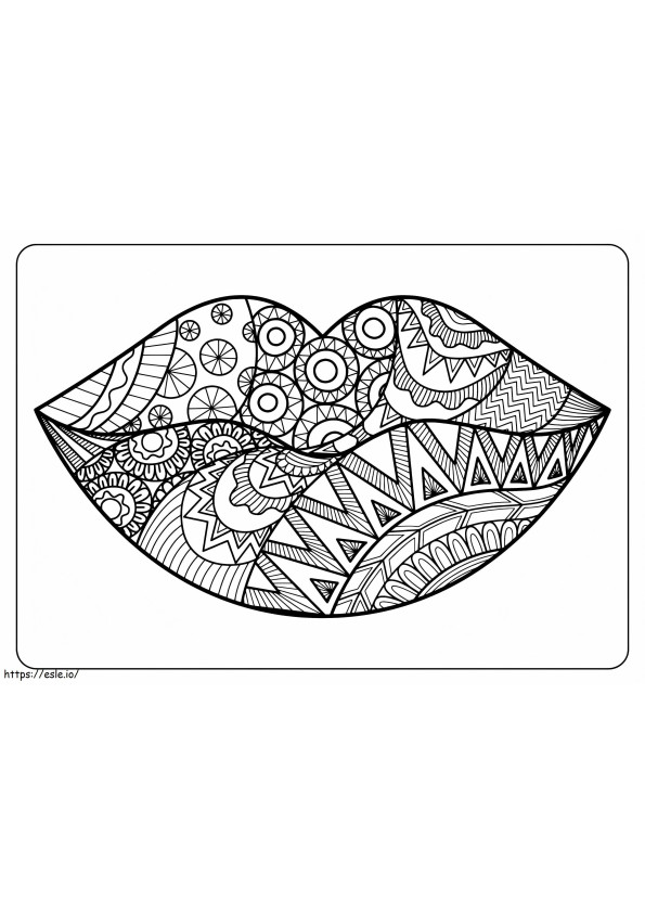 Zentangle Lips coloring page