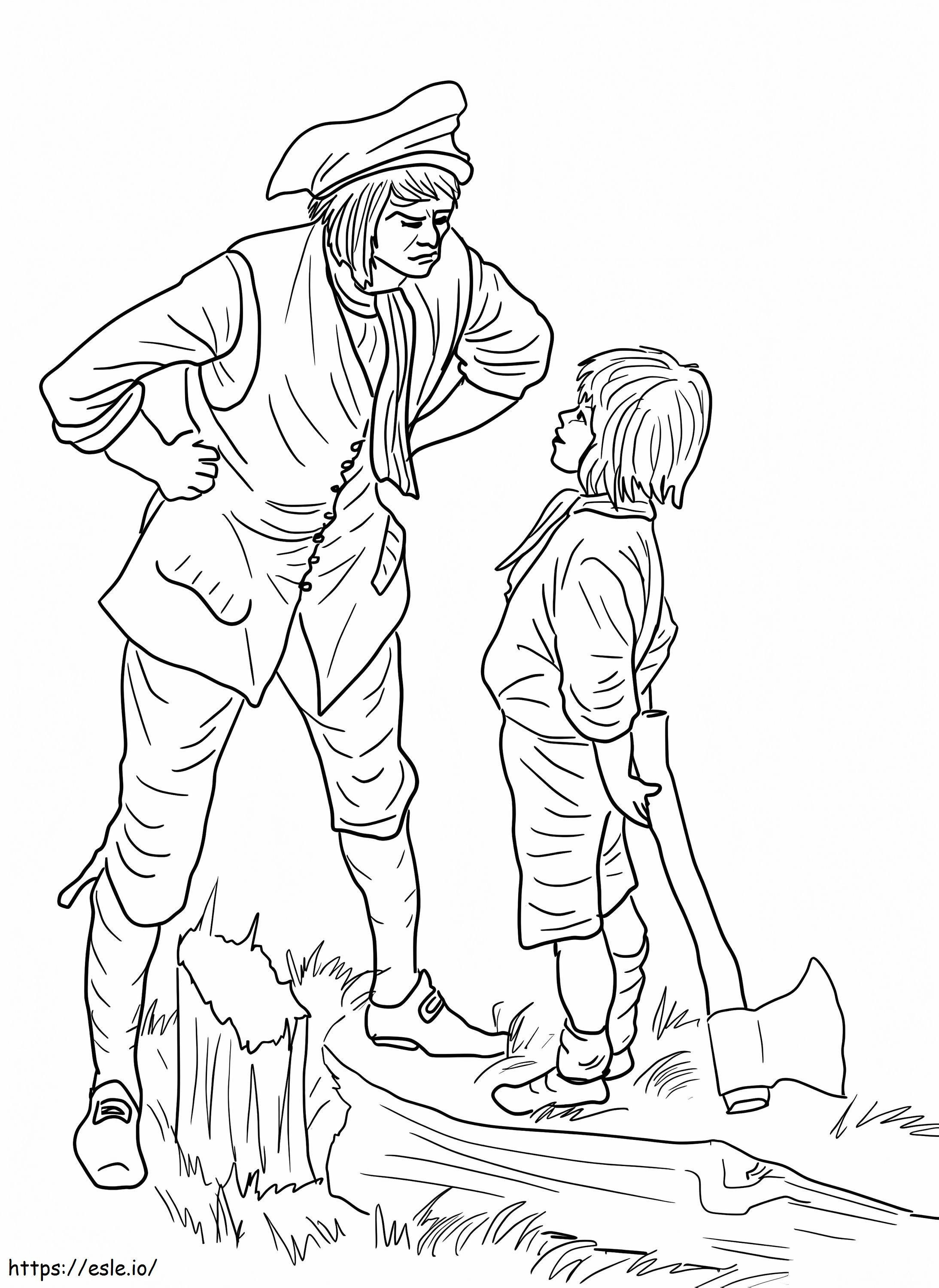 George Washington And The Cherry Tree coloring page