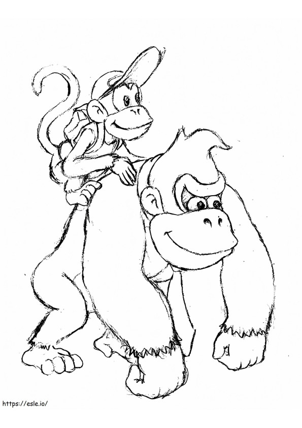Envelope Diddy Kong Donkey Kong para colorir