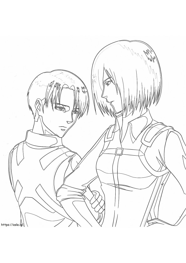 Mikasa en Levi kleurplaat