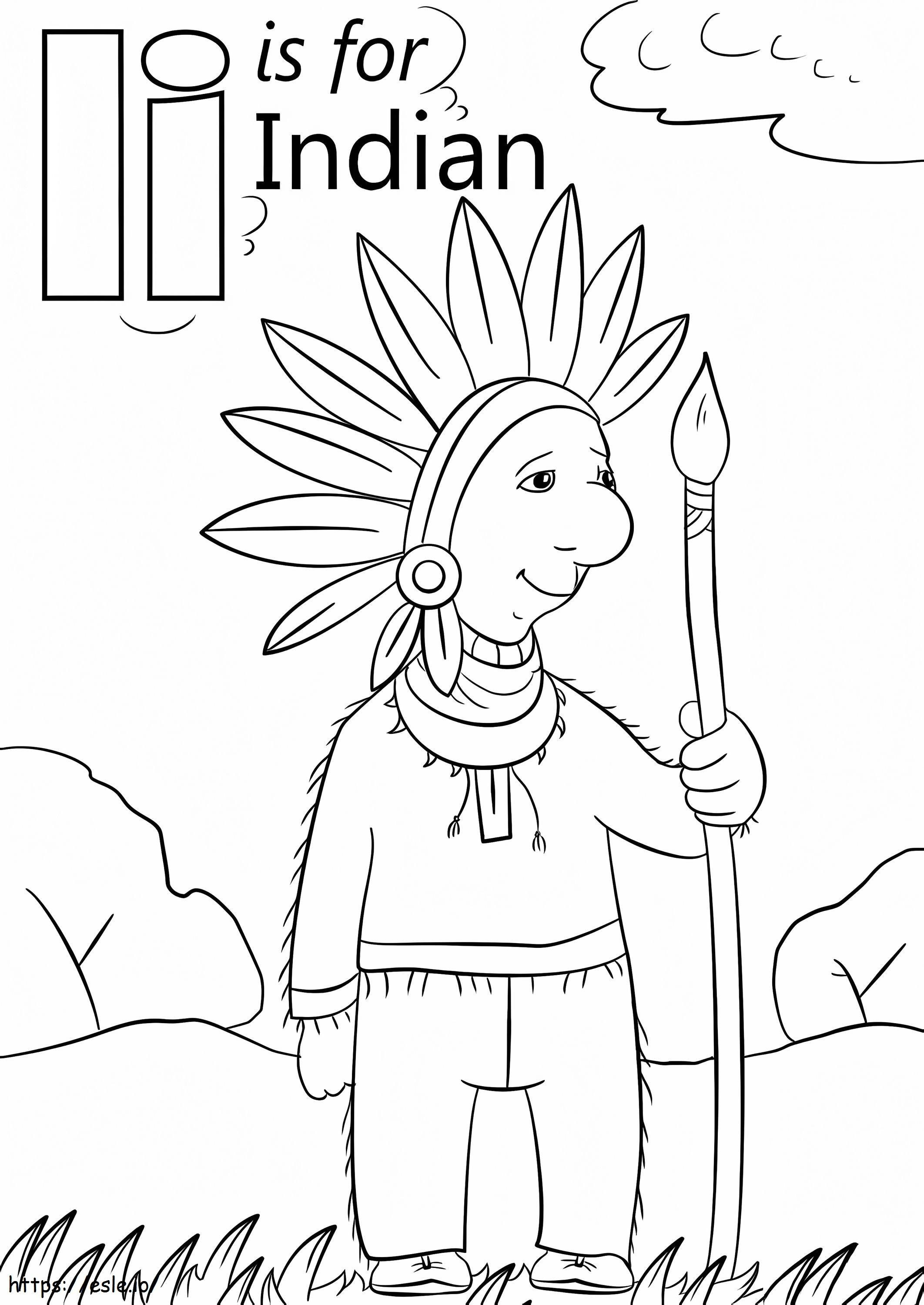 Indian Letter I coloring page