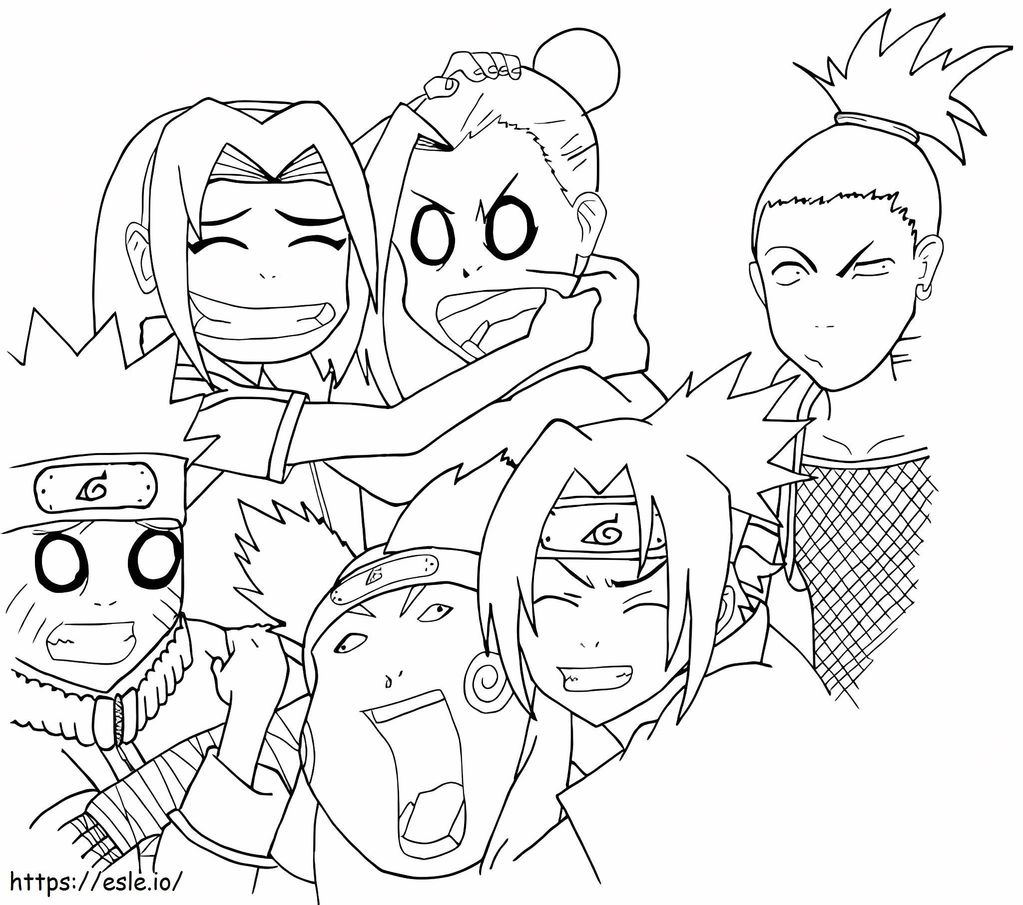 Coloriage Sasuke Naruto Squad 7 et 10 à imprimer dessin