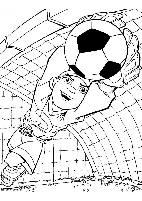 Little Goalkeeper Catching The Ball coloring page