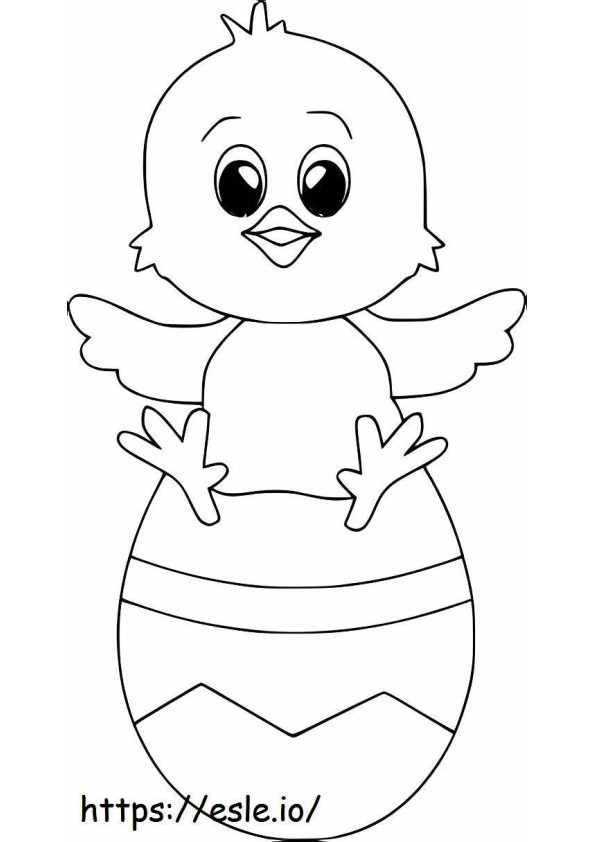 Little Chick Sitting On Easter Egg coloring page