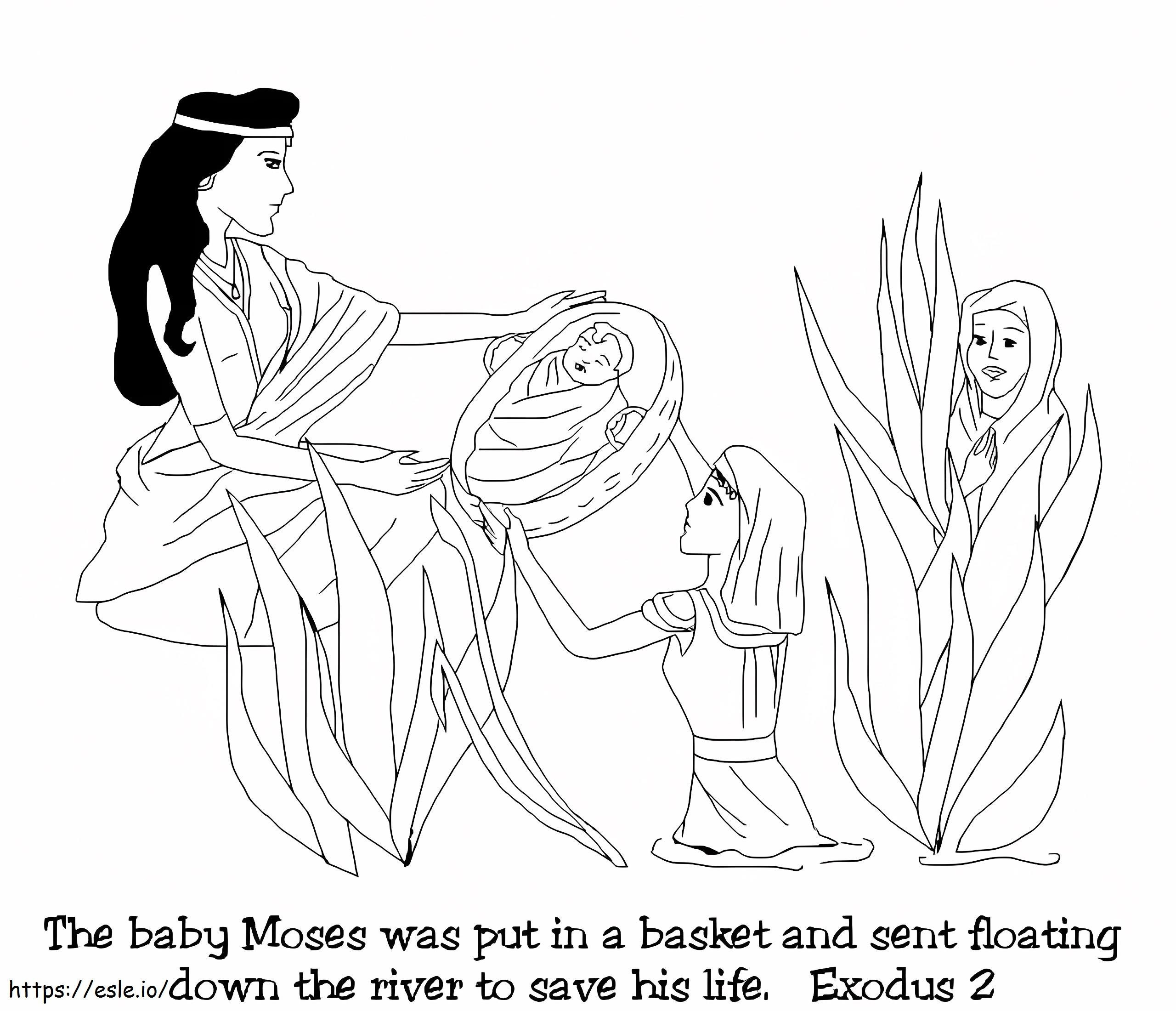 Bijbelverhaal van Baby Mozes kleurplaat kleurplaat