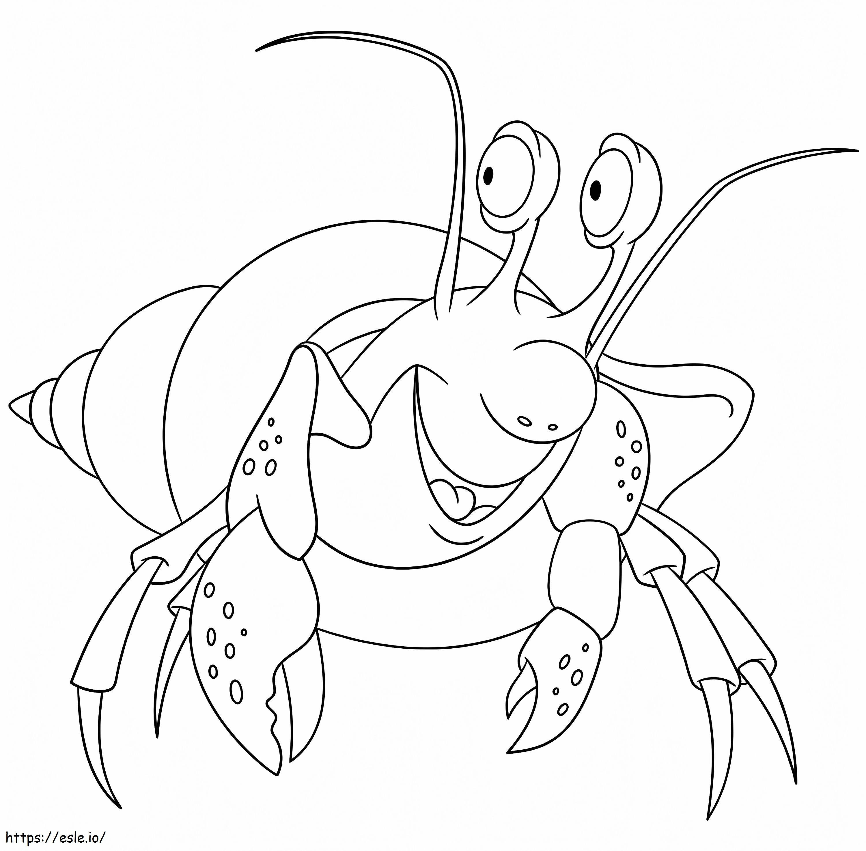 Crab pustnic amuzant care zâmbește de colorat
