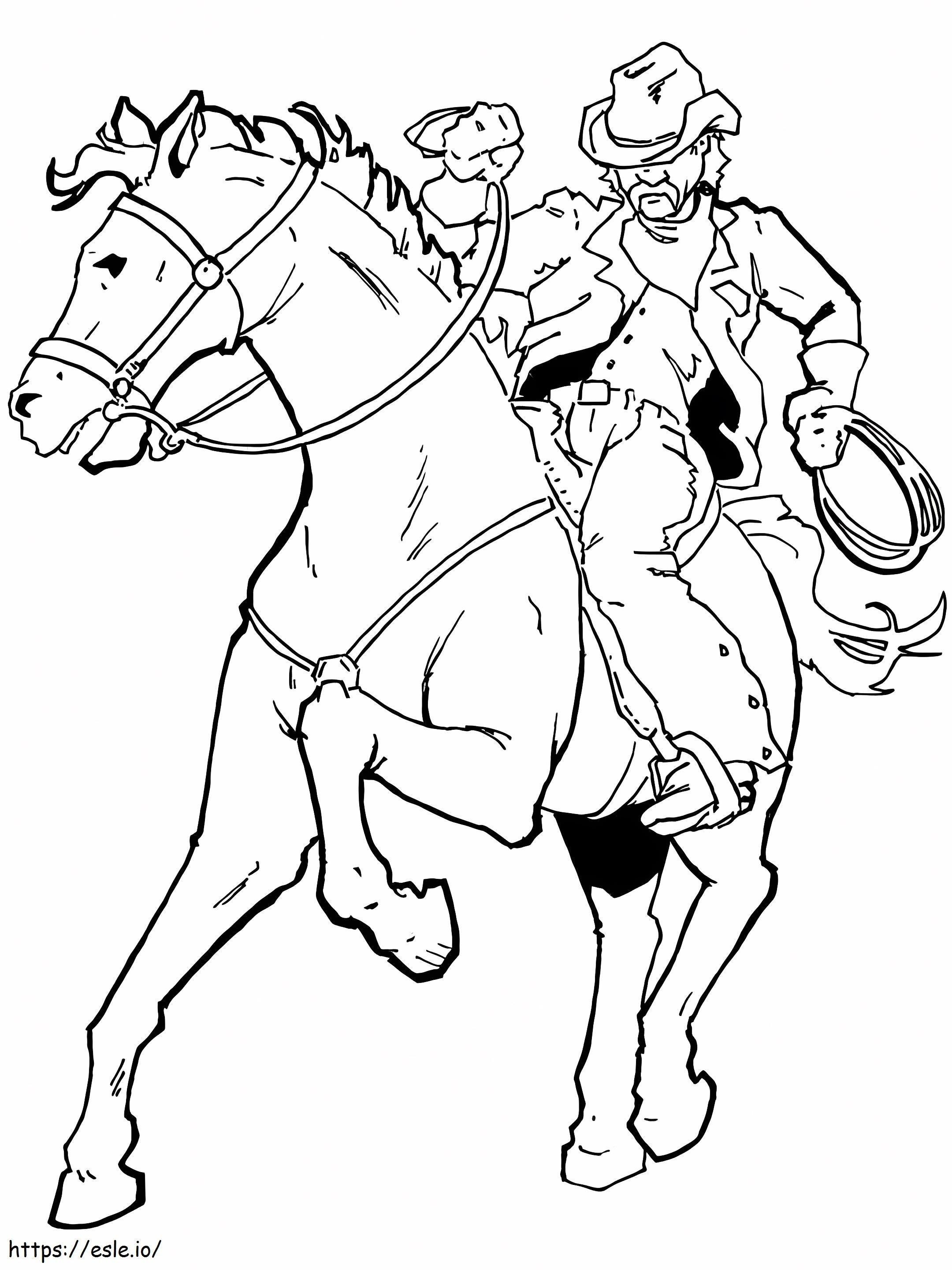 Cowboy ratsastushevonen värityskuva