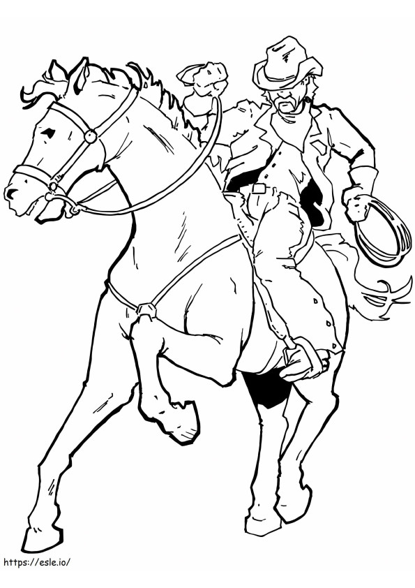 Cowboy-rijpaard kleurplaat