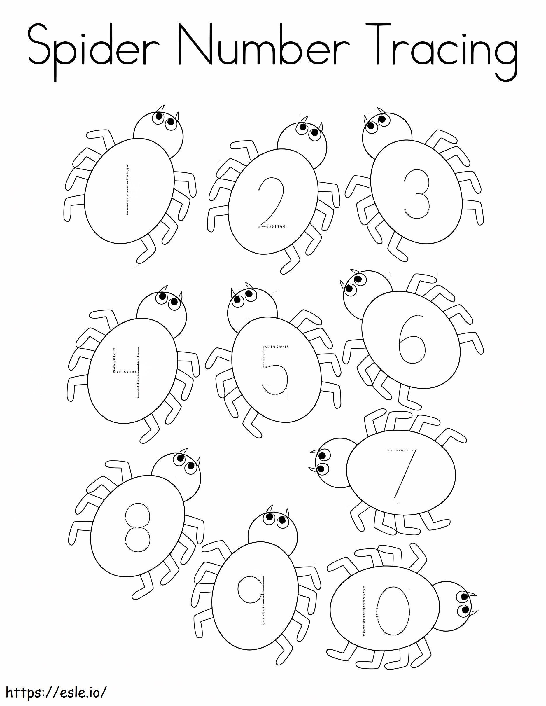 Spider Number Tracing coloring page