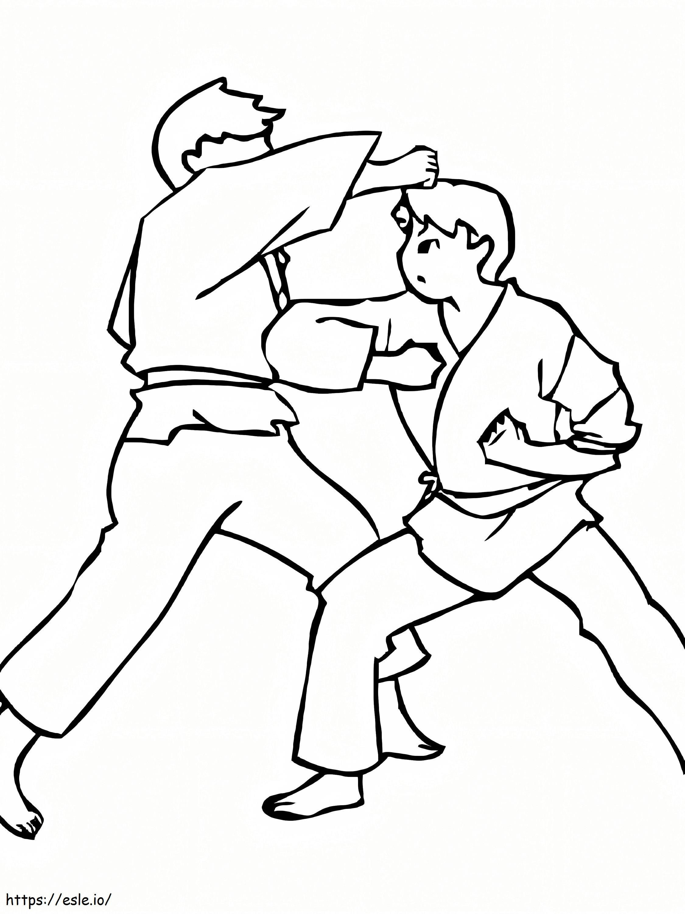 Karategevecht kleurplaat kleurplaat