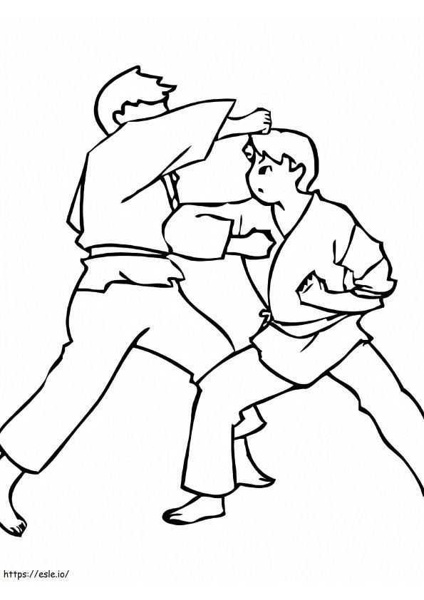 Lupta de karate de colorat