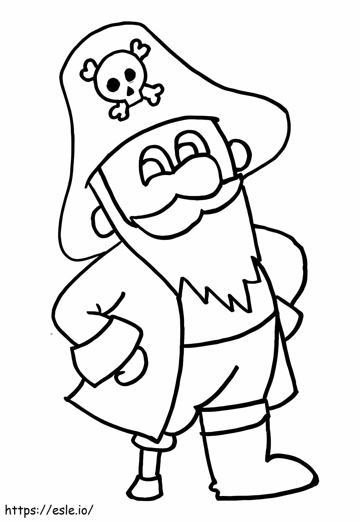 Velho pirata sorrindo para colorir