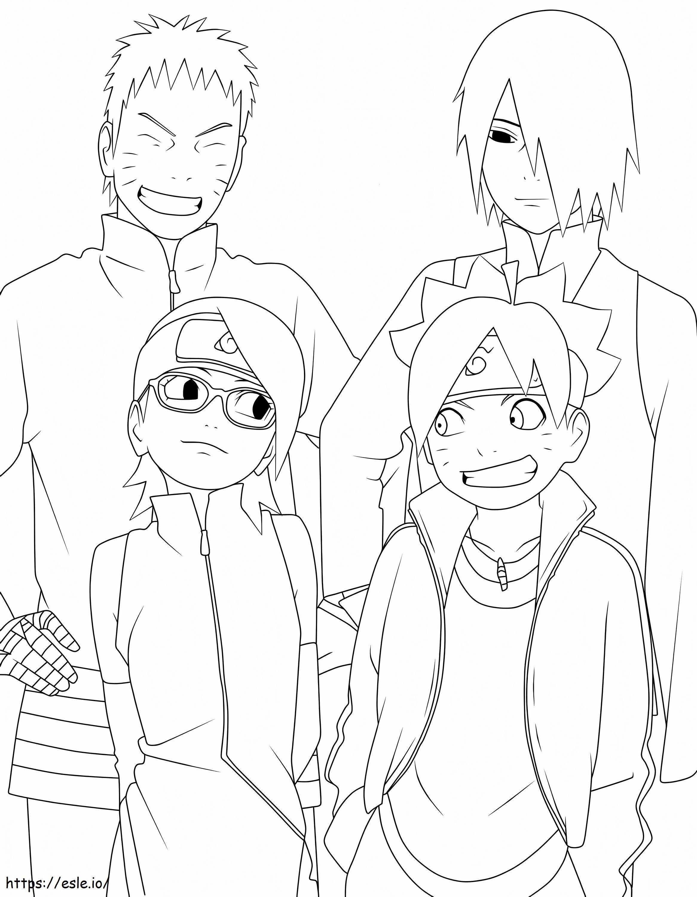 Two Parents With Boruto And Sadara coloring page