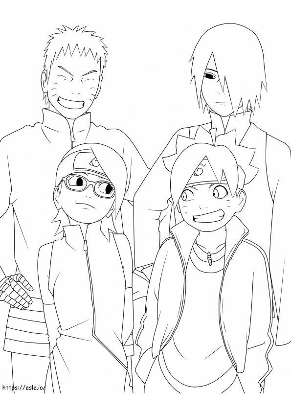 Two Parents With Boruto And Sadara coloring page
