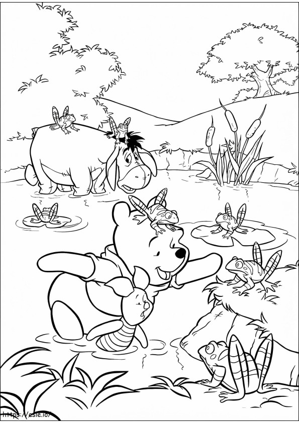 Simples Winnie do Pooh e seus amigos para colorir