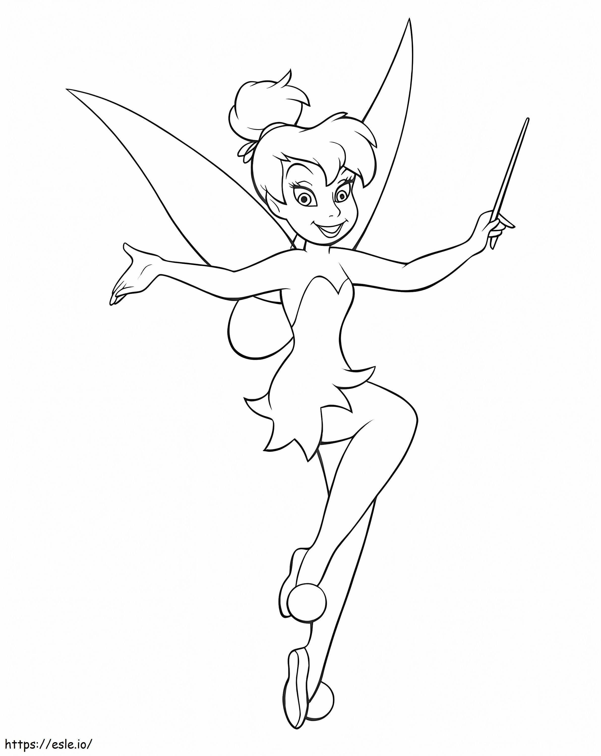 Tinkerbell Holding A Magic Wand coloring page