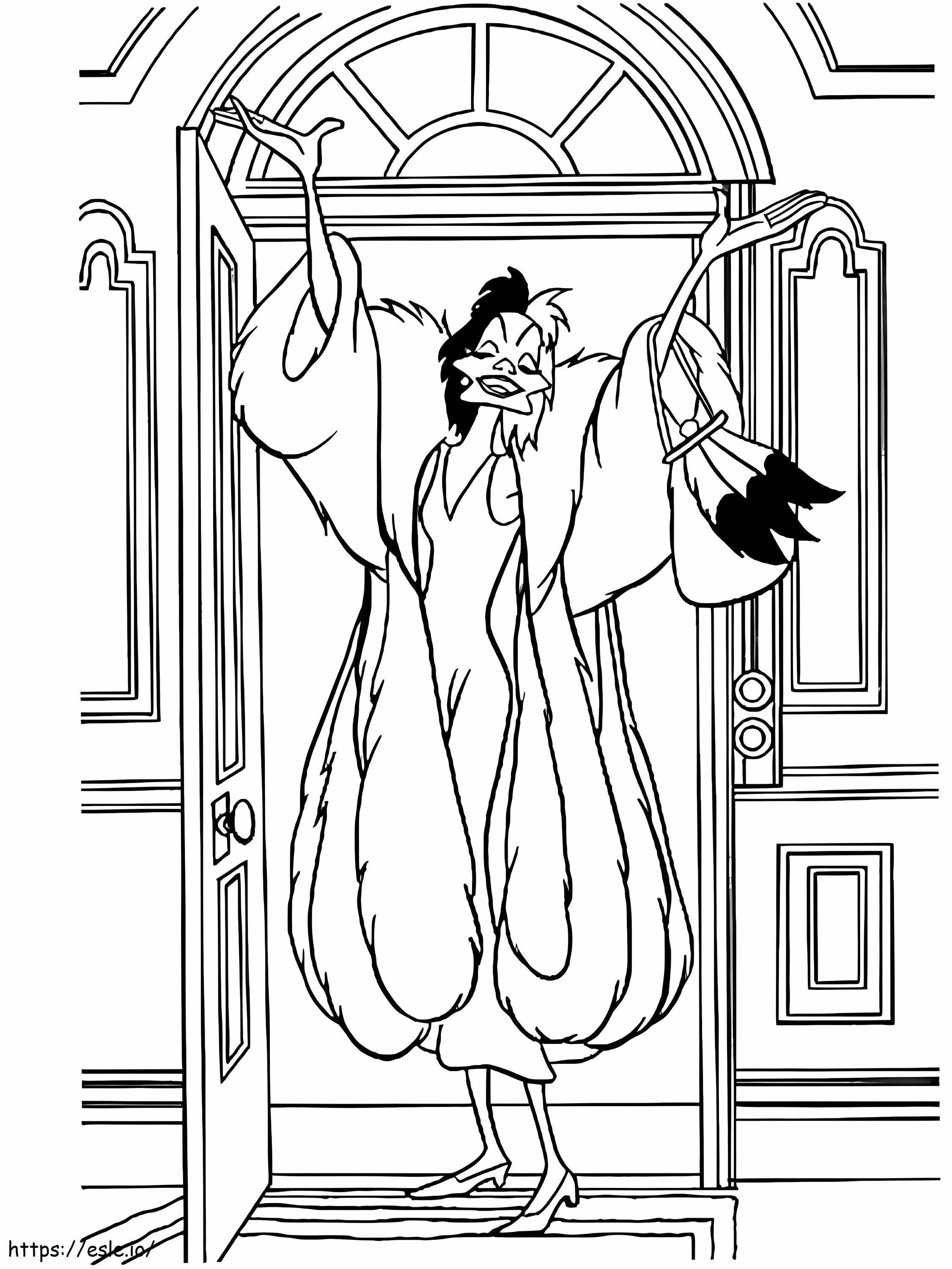Happy Cruella De Vil coloring page