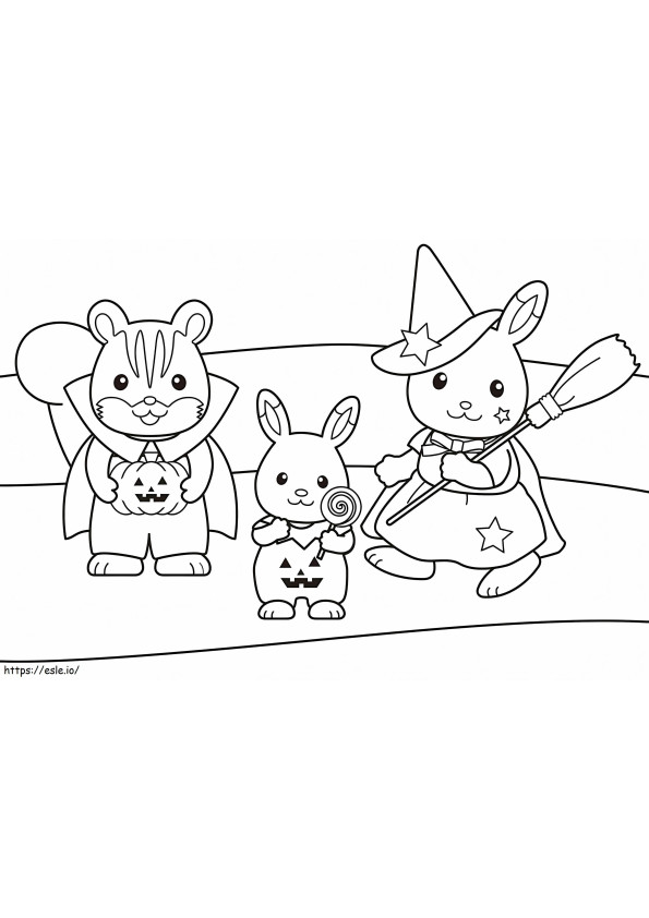 Sylvanian Families On Halloween coloring page