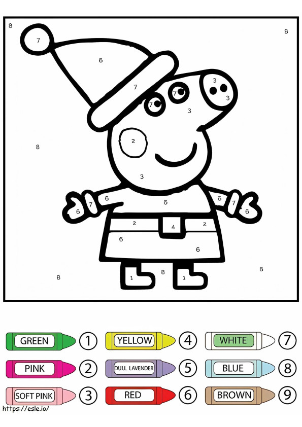 Christmas Peppa Pig Color By Number coloring page