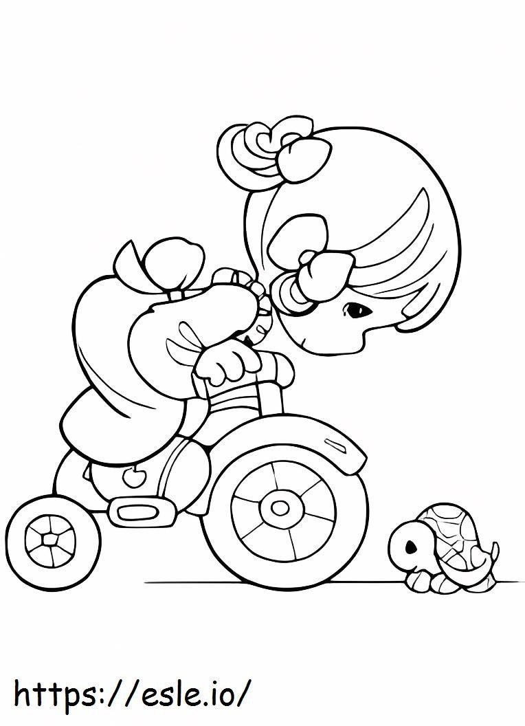 Cycling Girl And Turtle coloring page