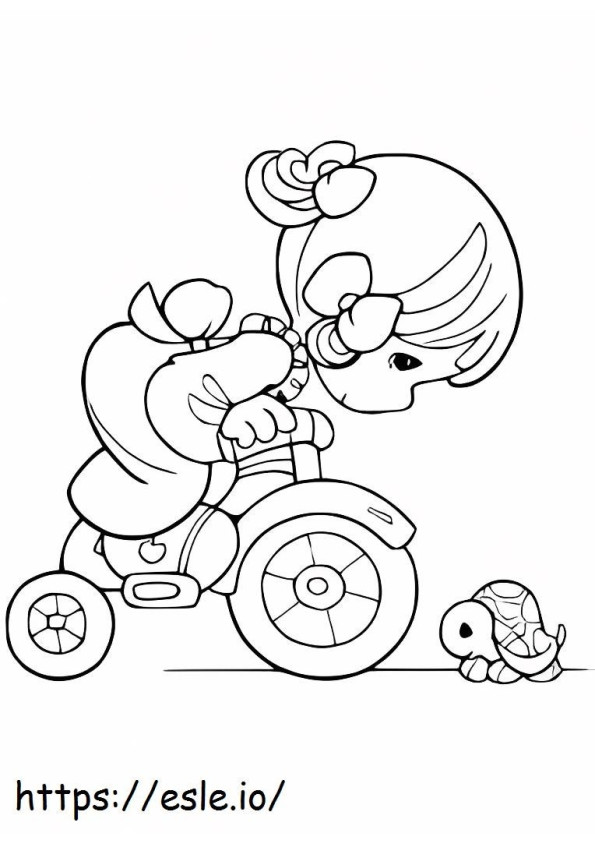 Garota e tartaruga de ciclismo para colorir