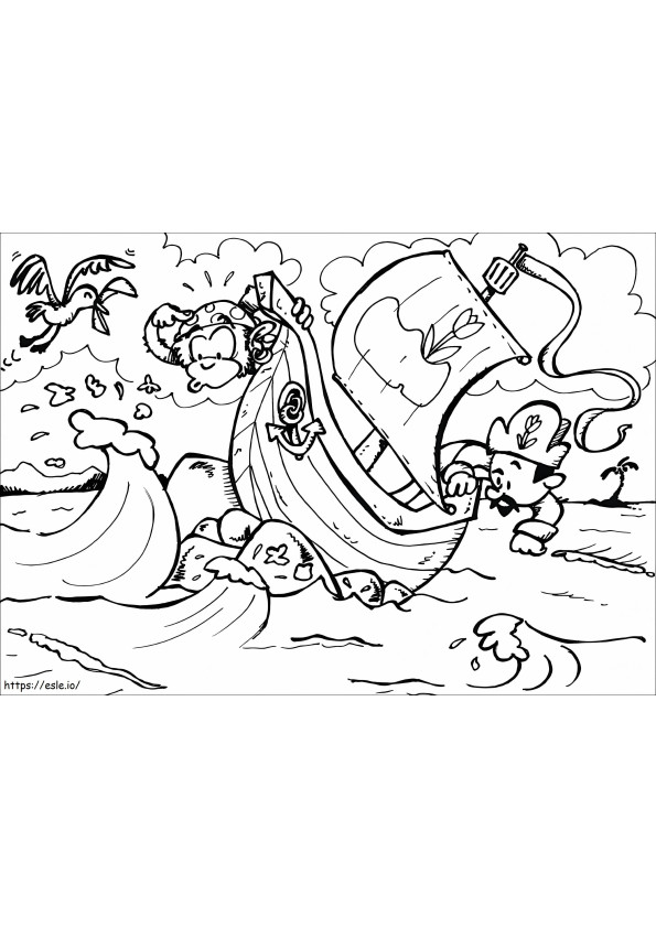 Pirate Ship In The Storm coloring page